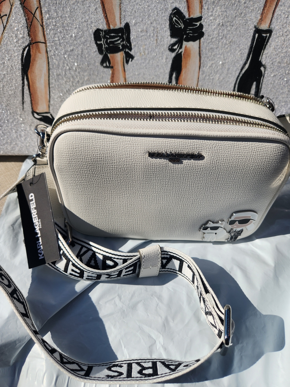 Karl Lagerfeld Iconic White Crossbody Camera Bag NWT